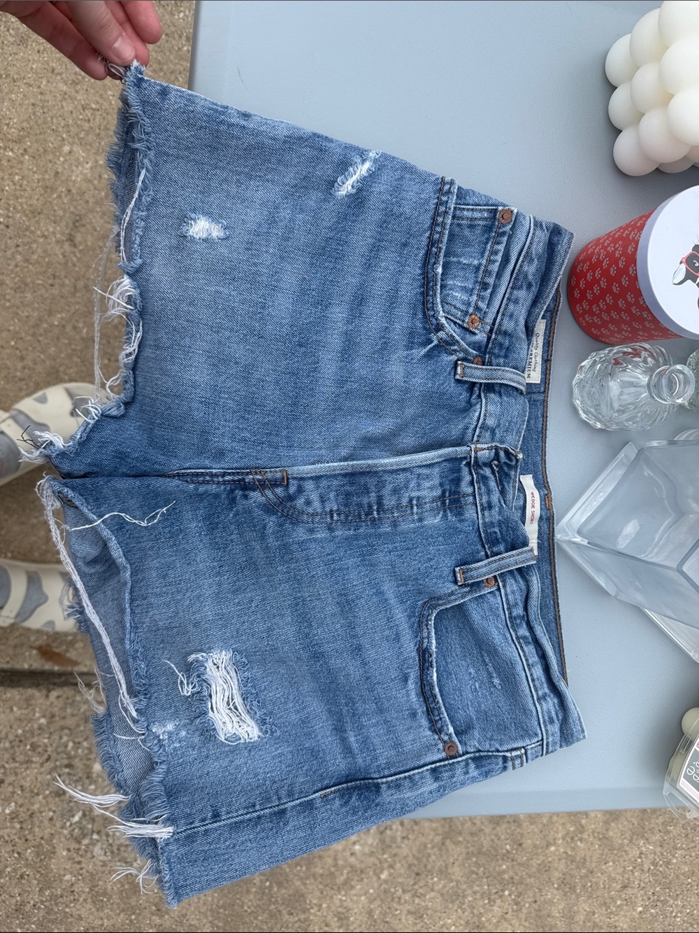 Levi's Frayed Light Blue Distressed Jean Shorts
